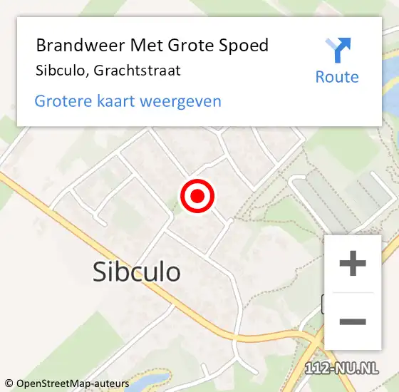 Locatie op kaart van de 112 melding: Brandweer Met Grote Spoed Naar Sibculo, Grachtstraat op 2 juli 2018 17:45