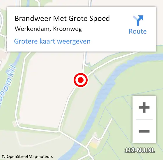 Locatie op kaart van de 112 melding: Brandweer Met Grote Spoed Naar Werkendam, Kroonweg op 2 juli 2018 17:57