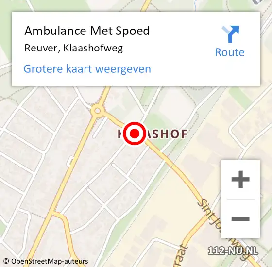 Locatie op kaart van de 112 melding: Ambulance Met Spoed Naar Reuver, Klaashofweg op 2 juli 2018 18:07