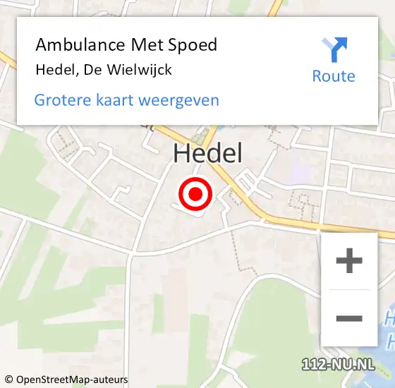 Locatie op kaart van de 112 melding: Ambulance Met Spoed Naar Hedel, De Wielwijck op 2 juli 2018 18:33