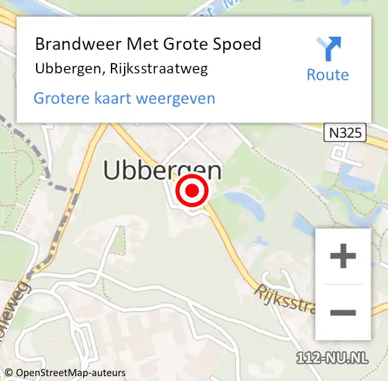 Locatie op kaart van de 112 melding: Brandweer Met Grote Spoed Naar Ubbergen, Rijksstraatweg op 2 juli 2018 18:34