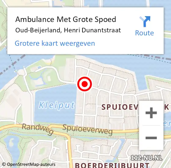 Locatie op kaart van de 112 melding: Ambulance Met Grote Spoed Naar Oud-Beijerland, Henri Dunantstraat op 2 juli 2018 19:06