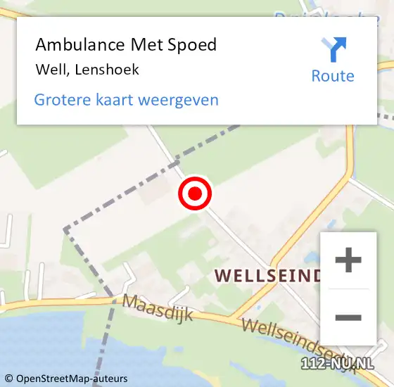 Locatie op kaart van de 112 melding: Ambulance Met Spoed Naar Well, Lenshoek op 2 juli 2018 20:23