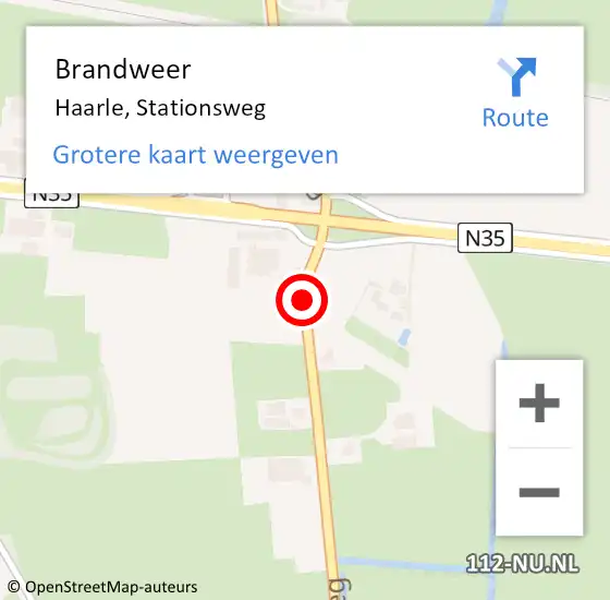 Locatie op kaart van de 112 melding: Brandweer Haarle, Stationsweg op 2 juli 2018 20:30