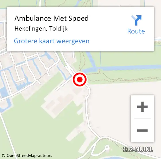 Locatie op kaart van de 112 melding: Ambulance Met Spoed Naar Hekelingen, Toldijk op 2 juli 2018 20:39