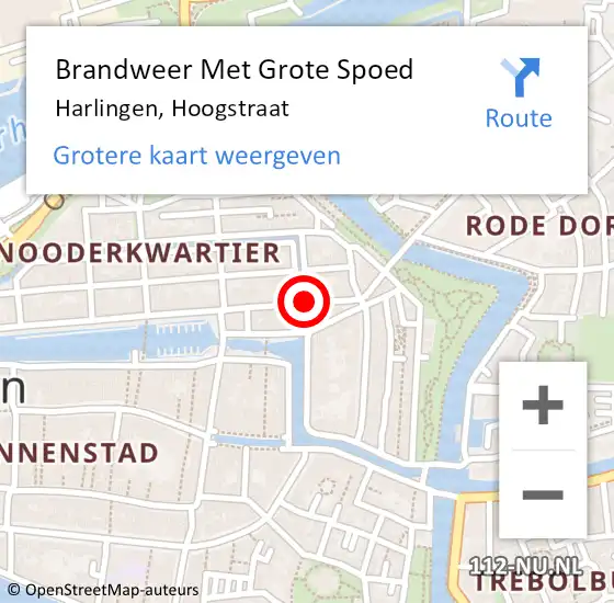 Locatie op kaart van de 112 melding: Brandweer Met Grote Spoed Naar Harlingen, Hoogstraat op 2 juli 2018 21:33