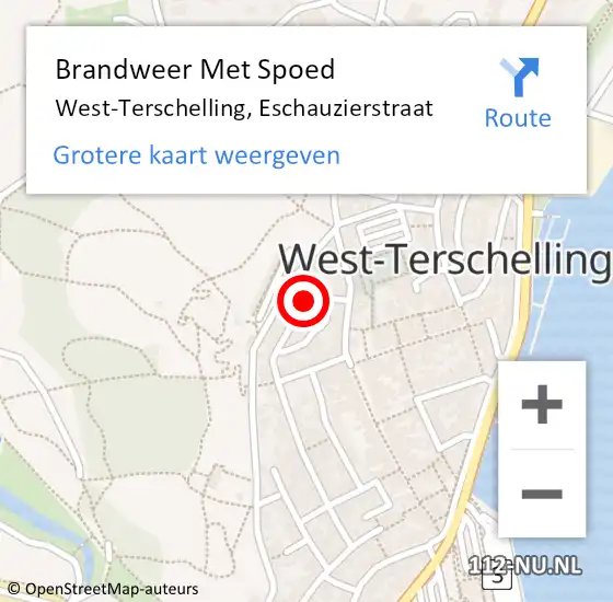 Locatie op kaart van de 112 melding: Brandweer Met Spoed Naar West-Terschelling, Eschauzierstraat op 2 juli 2018 22:09