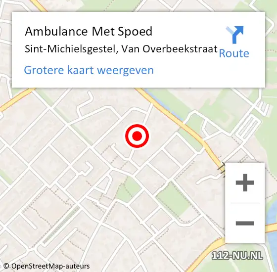 Locatie op kaart van de 112 melding: Ambulance Met Spoed Naar Sint-Michielsgestel, Van Overbeekstraat op 2 juli 2018 22:10