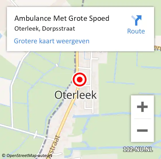 Locatie op kaart van de 112 melding: Ambulance Met Grote Spoed Naar Oterleek, Dorpsstraat op 1 maart 2014 16:00