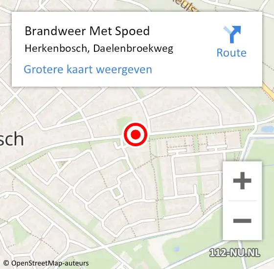 Locatie op kaart van de 112 melding: Brandweer Met Spoed Naar Herkenbosch, Daelenbroekweg op 2 juli 2018 22:49