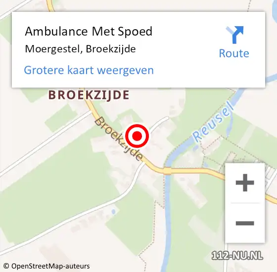 Locatie op kaart van de 112 melding: Ambulance Met Spoed Naar Moergestel, Broekzijde op 2 juli 2018 23:20