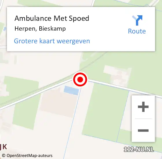 Locatie op kaart van de 112 melding: Ambulance Met Spoed Naar Herpen, Bieskamp op 2 juli 2018 23:42