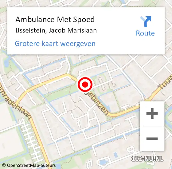 Locatie op kaart van de 112 melding: Ambulance Met Spoed Naar IJsselstein, Jacob Marislaan op 3 juli 2018 00:09