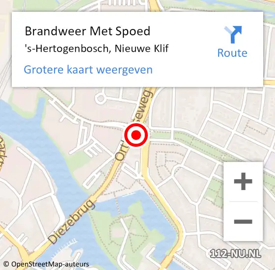 Locatie op kaart van de 112 melding: Brandweer Met Spoed Naar 's-Hertogenbosch, Nieuwe Klif op 3 juli 2018 00:10