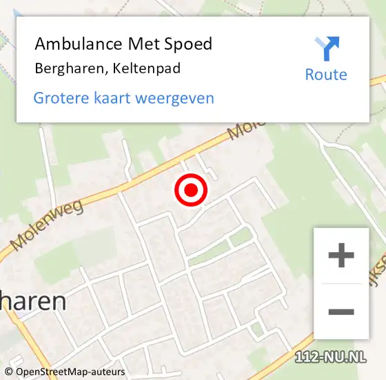 Locatie op kaart van de 112 melding: Ambulance Met Spoed Naar Bergharen, Keltenpad op 3 juli 2018 00:27