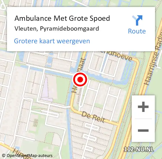 Locatie op kaart van de 112 melding: Ambulance Met Grote Spoed Naar Vleuten, Pyramideboomgaard op 3 juli 2018 02:07