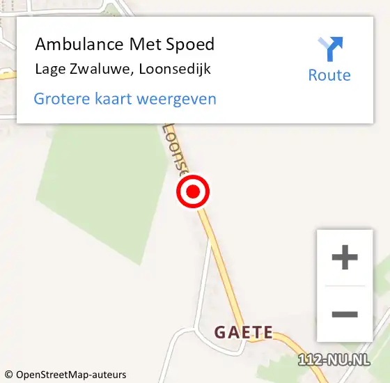 Locatie op kaart van de 112 melding: Ambulance Met Spoed Naar Lage Zwaluwe, Loonsedijk op 3 juli 2018 02:10
