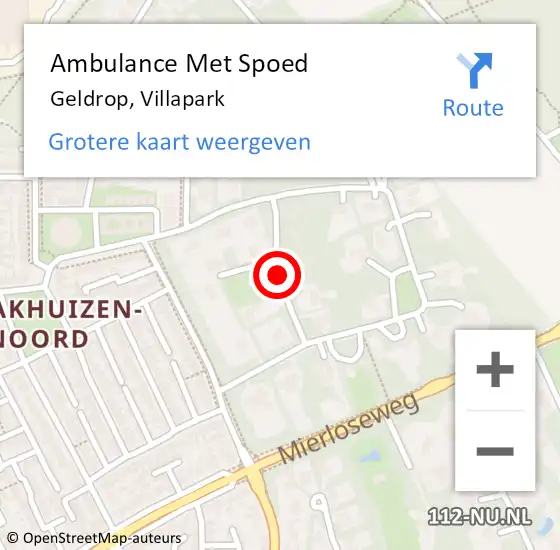 Locatie op kaart van de 112 melding: Ambulance Met Spoed Naar Geldrop, Villapark op 3 juli 2018 02:56