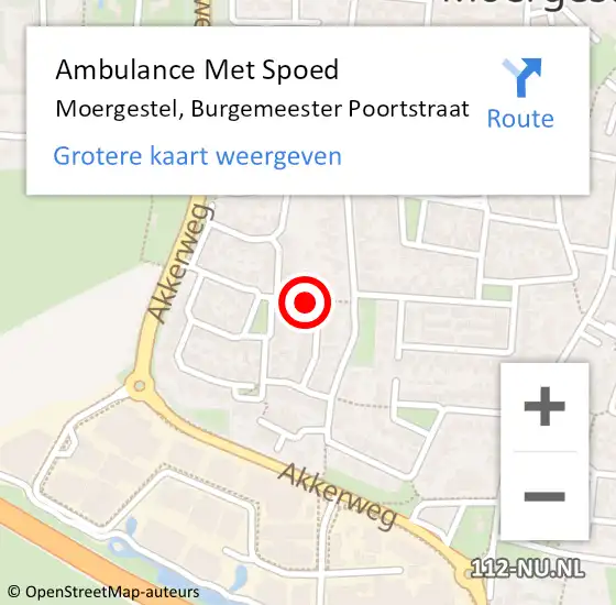 Locatie op kaart van de 112 melding: Ambulance Met Spoed Naar Moergestel, Burgemeester Poortstraat op 3 juli 2018 03:14