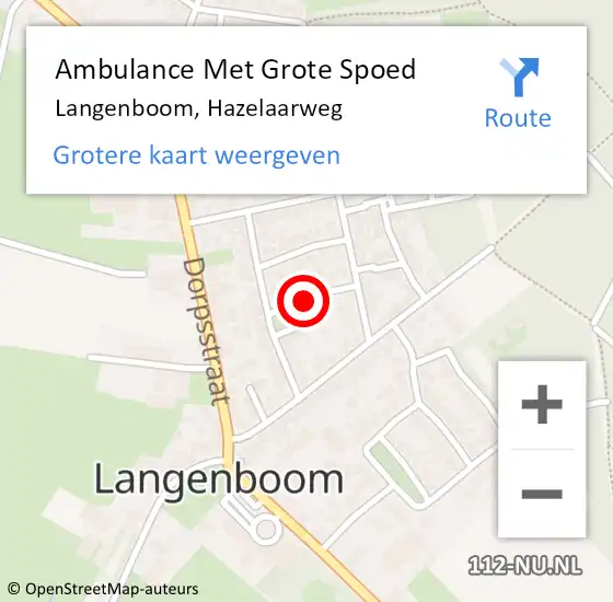 Locatie op kaart van de 112 melding: Ambulance Met Grote Spoed Naar Langenboom, Hazelaarweg op 3 juli 2018 04:07