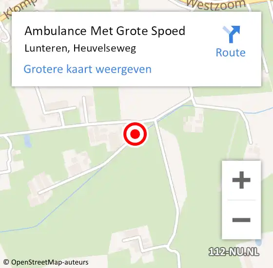 Locatie op kaart van de 112 melding: Ambulance Met Grote Spoed Naar Lunteren, Heuvelseweg op 3 juli 2018 04:53