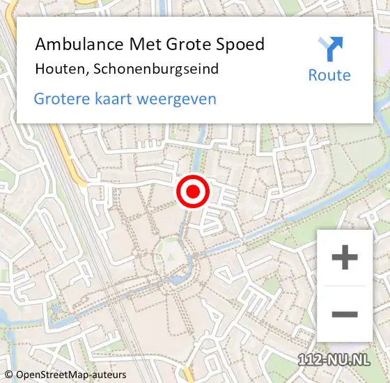 Locatie op kaart van de 112 melding: Ambulance Met Grote Spoed Naar Houten, Schonenburgseind op 3 juli 2018 06:49