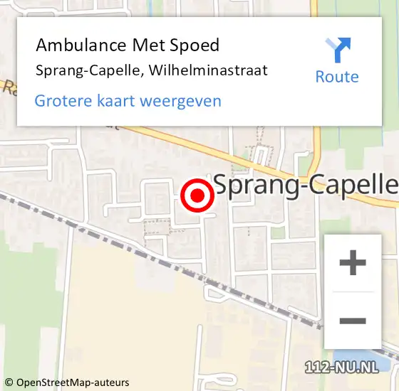 Locatie op kaart van de 112 melding: Ambulance Met Spoed Naar Sprang-Capelle, Wilhelminastraat op 3 juli 2018 07:12