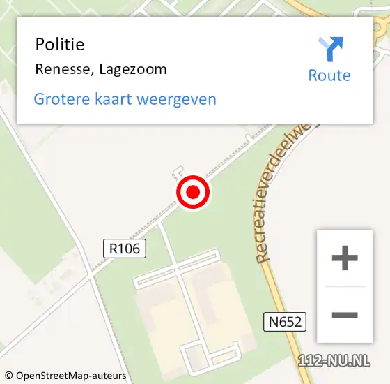 Locatie op kaart van de 112 melding: Politie Renesse, Lagezoom op 3 juli 2018 07:51