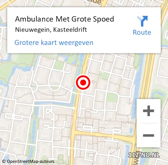 Locatie op kaart van de 112 melding: Ambulance Met Grote Spoed Naar Nieuwegein, Kasteeldrift op 3 juli 2018 08:07