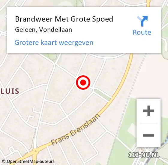 Locatie op kaart van de 112 melding: Brandweer Met Grote Spoed Naar Geleen, Vondellaan op 3 juli 2018 08:31