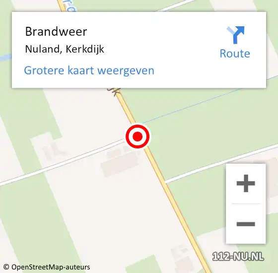 Locatie op kaart van de 112 melding: Brandweer Nuland, Kerkdijk op 1 maart 2014 16:29