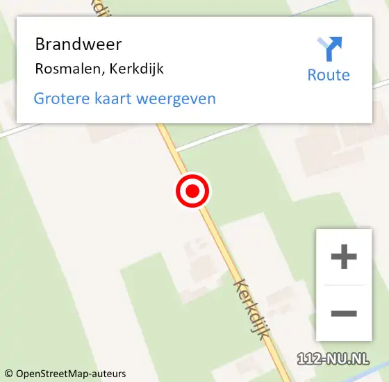 Locatie op kaart van de 112 melding: Brandweer Rosmalen, Kerkdijk op 1 maart 2014 16:29