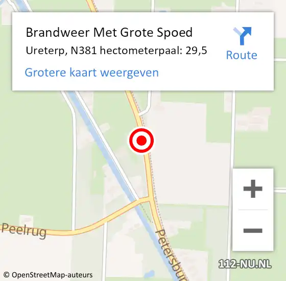 Locatie op kaart van de 112 melding: Brandweer Met Grote Spoed Naar Ureterp, N381 hectometerpaal: 29,5 op 1 maart 2014 16:32