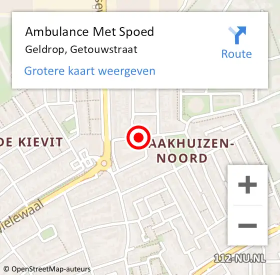 Locatie op kaart van de 112 melding: Ambulance Met Spoed Naar Geldrop, Getouwstraat op 3 juli 2018 10:01