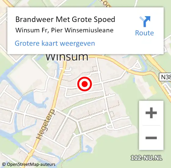 Locatie op kaart van de 112 melding: Brandweer Met Grote Spoed Naar Winsum Fr, Pier Winsemiusleane op 3 juli 2018 10:27