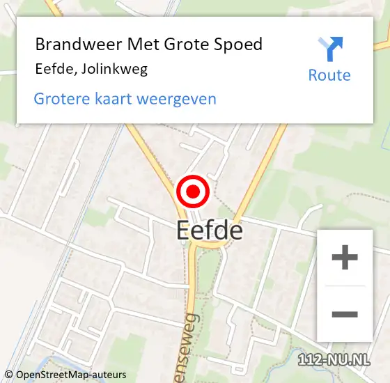 Locatie op kaart van de 112 melding: Brandweer Met Grote Spoed Naar Eefde, Jolinkweg op 1 maart 2014 16:38