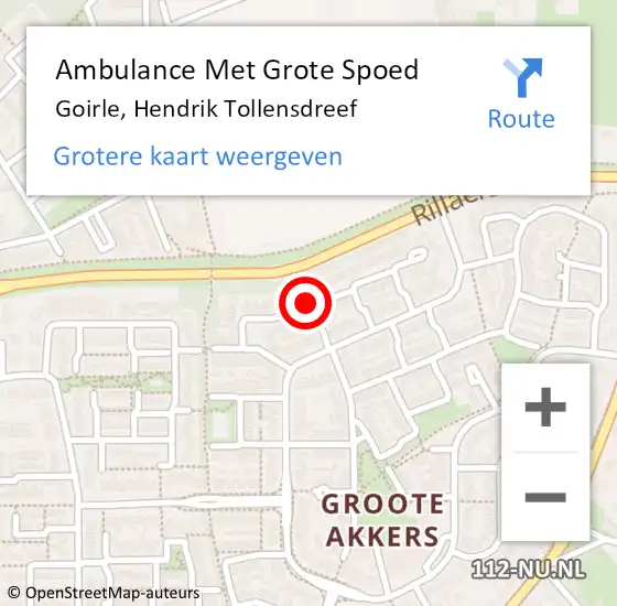 Locatie op kaart van de 112 melding: Ambulance Met Grote Spoed Naar Goirle, Hendrik Tollensdreef op 3 juli 2018 10:34