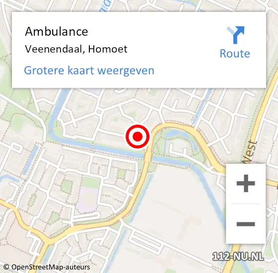 Locatie op kaart van de 112 melding: Ambulance Veenendaal, Homoet op 3 juli 2018 10:46