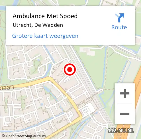 Locatie op kaart van de 112 melding: Ambulance Met Spoed Naar Utrecht, De Wadden op 3 juli 2018 11:12