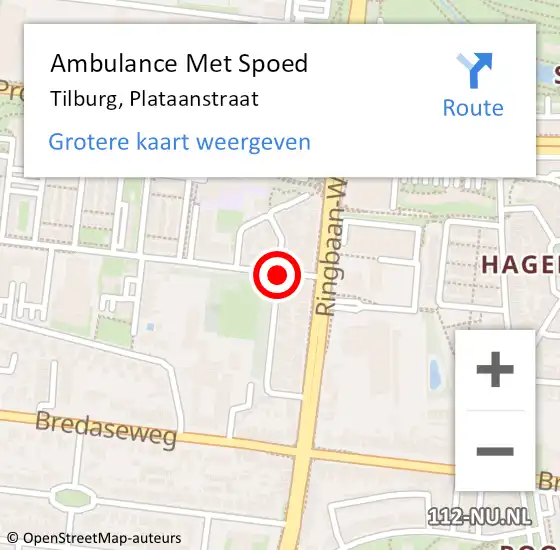 Locatie op kaart van de 112 melding: Ambulance Met Spoed Naar Tilburg, Plataanstraat op 3 juli 2018 11:18