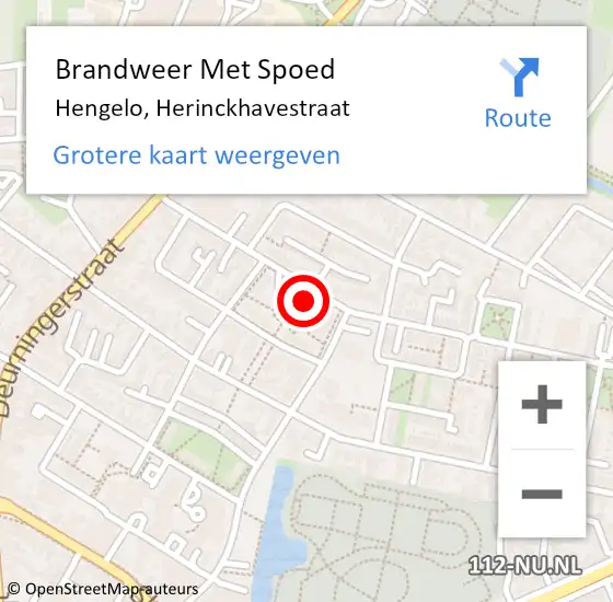 Locatie op kaart van de 112 melding: Brandweer Met Spoed Naar Hengelo, Herinckhavestraat op 1 maart 2014 16:45