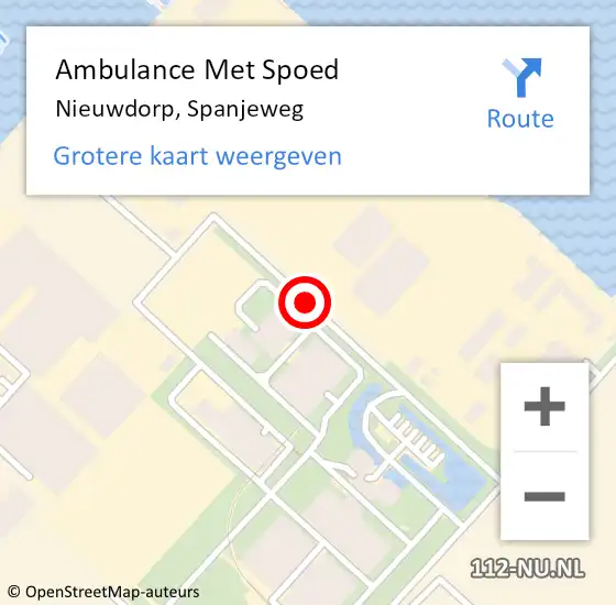 Locatie op kaart van de 112 melding: Ambulance Met Spoed Naar Nieuwdorp, Spanjeweg op 3 juli 2018 11:31