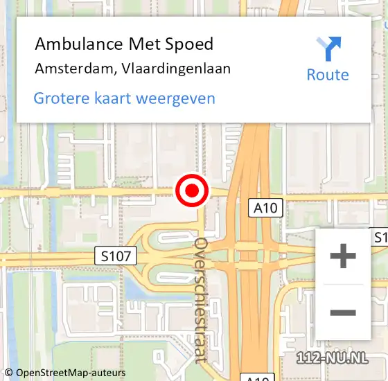 Locatie op kaart van de 112 melding: Ambulance Met Spoed Naar Amsterdam, Vlaardingenlaan op 3 juli 2018 11:48