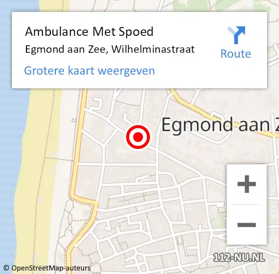 Locatie op kaart van de 112 melding: Ambulance Met Spoed Naar Egmond aan Zee, Wilhelminastraat op 1 maart 2014 16:50