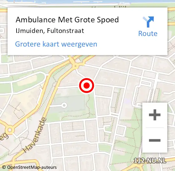 Locatie op kaart van de 112 melding: Ambulance Met Grote Spoed Naar IJmuiden, Fultonstraat op 3 juli 2018 12:05