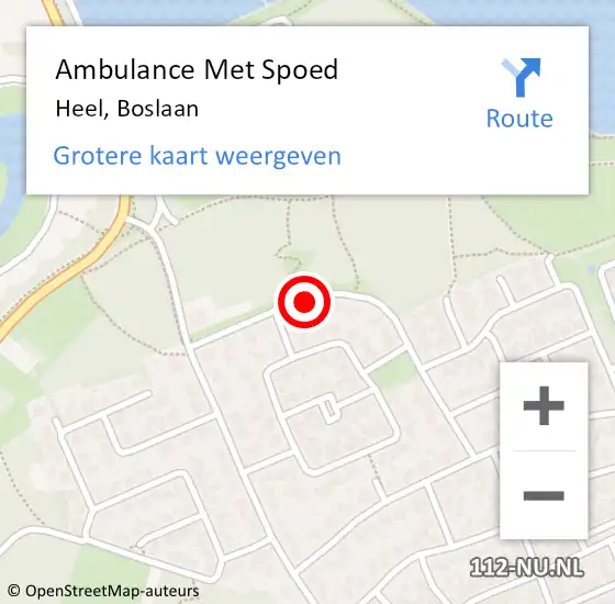 Locatie op kaart van de 112 melding: Ambulance Met Spoed Naar Heel, Boslaan op 3 juli 2018 12:43