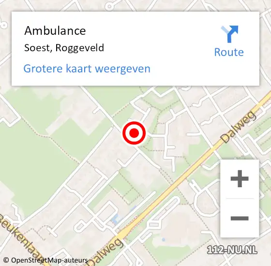 Locatie op kaart van de 112 melding: Ambulance Soest, Roggeveld op 3 juli 2018 12:55