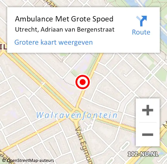 Locatie op kaart van de 112 melding: Ambulance Met Grote Spoed Naar Utrecht, Adriaan van Bergenstraat op 3 juli 2018 13:15