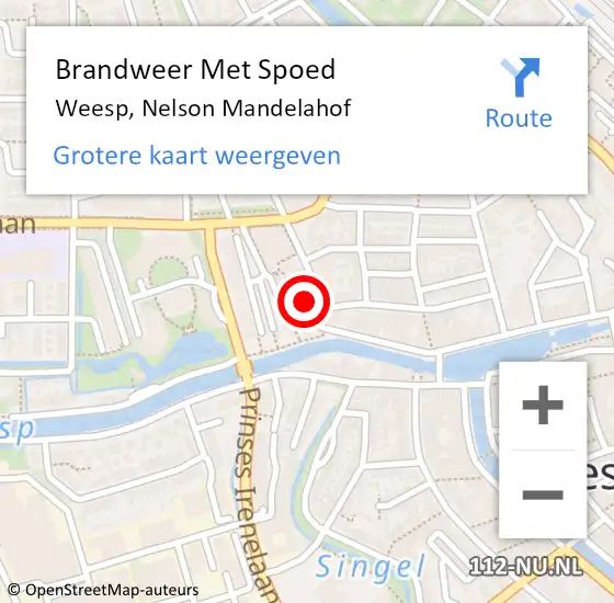 Locatie op kaart van de 112 melding: Brandweer Met Spoed Naar Weesp, Nelson Mandelahof op 3 juli 2018 13:21