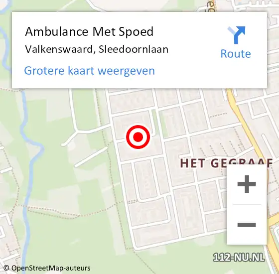 Locatie op kaart van de 112 melding: Ambulance Met Spoed Naar Valkenswaard, Sleedoornlaan op 3 juli 2018 13:35